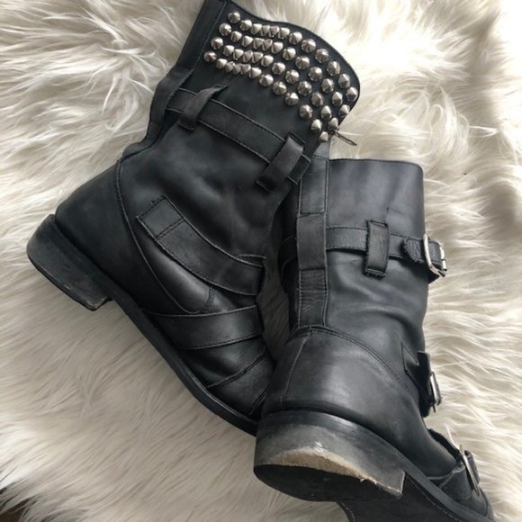 Jeffrey Campbell spiked buckle boots 8 AGF Goth - Picture 4 of 8
